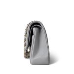 21A Grey Caviar Quilted Medium Classic Flap Light Gold Hardware - Image 3
