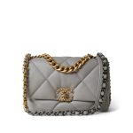 21A Grey Lambskin Quilted 19 Flap Mixed Hardware - Image 2