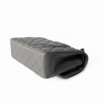 22A Grey Lambskin Quilted Small Classic Flap Light Gold Hardware - Image 5