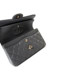 22A Grey Lambskin Quilted Small Classic Flap Light Gold Hardware - Image 6