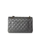 22A Grey Lambskin Quilted Small Classic Flap Light Gold Hardware - Image 7