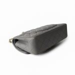 22A Grey Lambskin Quilted Small Classic Flap Light Gold Hardware - Image 9
