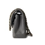 22A Grey Lambskin Quilted Small Classic Flap Light Gold Hardware - Image 10