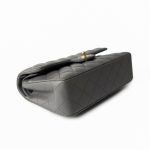 22A Grey Lambskin Quilted Small Classic Flap Light Gold Hardware - Image 11