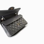 22A Grey Lambskin Quilted Small Classic Flap Light Gold Hardware - Image 12