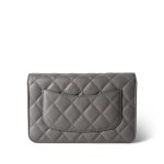 22B Grey Caviar Quilted Wallet on Chain Light Gold Hardware - Image 2