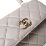 22B Grey Lambskin Quilted Trendy CC Small Light Gold Hardware - Image 12