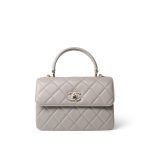 22B Grey Lambskin Quilted Trendy CC Small Light Gold Hardware