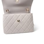 22B Grey Lambskin Quilted Trendy CC Small Light Gold Hardware - Image 14