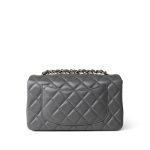 Dark Grey Lambskin Quilted Mini Rectangular Flap Light Gold Hardware - Image 3