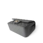 Dark Grey Lambskin Quilted Mini Rectangular Flap Light Gold Hardware - Image 5
