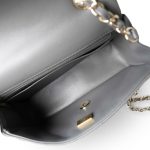 Dark Grey Lambskin Quilted Mini Rectangular Flap Light Gold Hardware - Image 10