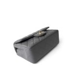 Dark Grey Lambskin Quilted Mini Rectangular Flap Light Gold Hardware - Image 6