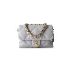 Grey Lambskin Quilted Chain Top Handle Flap - Image 2