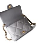 Grey Lambskin Quilted Chain Top Handle Flap - Image 12