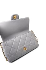 Grey Lambskin Quilted Crush on Chains Single Flap Bag Antique Gold Hardware - Image 5