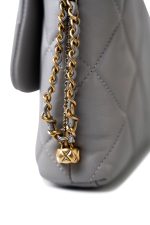 Grey Lambskin Quilted Crush on Chains Single Flap Bag Antique Gold Hardware - Image 7