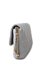Grey Lambskin Quilted Crush on Chains Single Flap Bag Antique Gold Hardware - Image 6