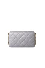 Grey Lambskin Quilted Crush on Chains Single Flap Bag Antique Gold Hardware - Image 9