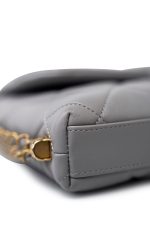 Grey Lambskin Quilted Crush on Chains Single Flap Bag Antique Gold Hardware - Image 10
