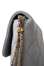 Grey Lambskin Quilted Crush on Chains Single Flap Bag Antique Gold Hardware - Image 12