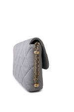 Grey Lambskin Quilted Crush on Chains Single Flap Bag Antique Gold Hardware - Image 14