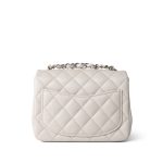 Light Grey Caviar Quilted Mini Square Flap Silver Hardware - Image 3