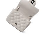 Light Grey Caviar Quilted Mini Square Flap Silver Hardware - Image 11
