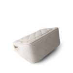 Light Grey Caviar Quilted Mini Square Flap Silver Hardware - Image 10