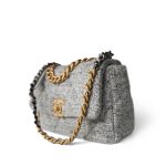 Light Grey Ecru Quilted 19 Flap Small Mixed Hardware - Image 3
