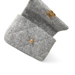 Light Grey Ecru Quilted 19 Flap Small Mixed Hardware - Image 12