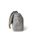 Light Grey Ecru Quilted 19 Flap Small Mixed Hardware - Image 4