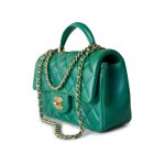Iridescent Green Lambskin Quilted Mini Top Handle LGHW - Image 2