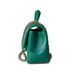 Iridescent Green Lambskin Quilted Mini Top Handle LGHW - Image 3