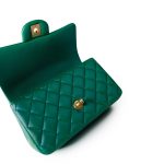 Iridescent Green Lambskin Quilted Mini Top Handle LGHW - Image 5