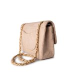 Ivory Canvas Camellia Classic Double Flap Gold Hardware Vintage - Image 4