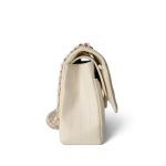 18C Ivory Chevron Lambskin Medium Classic Flap Light Gold Hardware - Image 6
