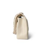 18C Ivory Chevron Lambskin Medium Classic Flap Light Gold Hardware - Image 4