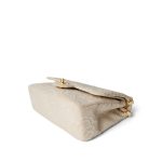 Ivory Canvas Camellia Classic Double Flap Gold Hardware Vintage - Image 5
