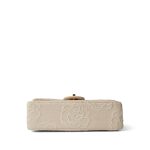 Ivory Canvas Camellia Classic Double Flap Gold Hardware Vintage - Image 12