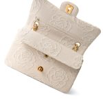 Ivory Canvas Camellia Classic Double Flap Gold Hardware Vintage - Image 10