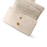 Ivory Canvas Camellia Classic Double Flap Gold Hardware Vintage - Image 11