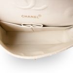 Ivory Canvas Camellia Classic Double Flap Gold Hardware Vintage - Image 13