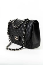 Jumbo Black Caviar Quilted Classic Flap Silver Hardware - Image 3