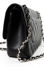 Jumbo Black Caviar Quilted Classic Flap Silver Hardware - Image 4