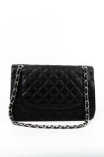 Jumbo Black Caviar Quilted Classic Flap Silver Hardware - Image 12