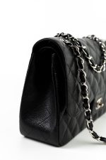 Jumbo Black Caviar Quilted Classic Flap Silver Hardware - Image 13