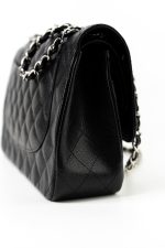 Jumbo Black Caviar Quilted Classic Flap Silver Hardware - Image 14