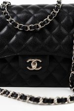 Jumbo Black Caviar Quilted Classic Flap Silver Hardware - Image 15