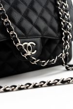 Jumbo Black Caviar Quilted Classic Flap Silver Hardware - Image 16